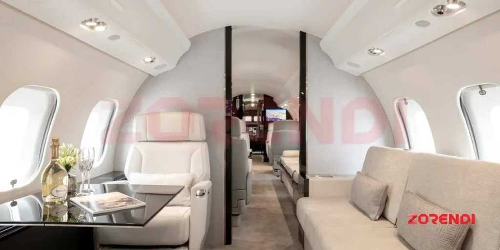 interior of Private Jet vs First Class
